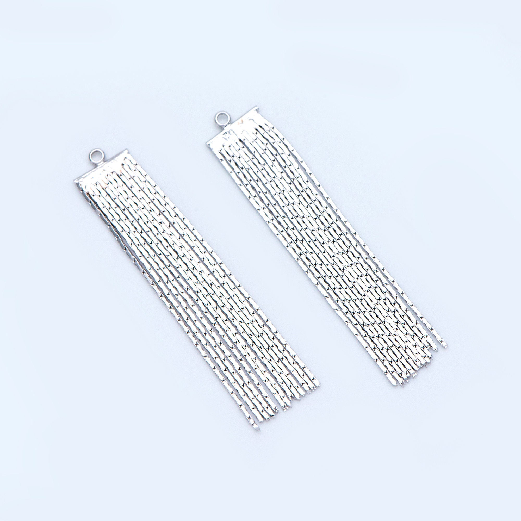 4pcs Gold/ Silver tone Chain Tassels 47x9mm, Gold/ Rhodium plated Brass Tassel Charm Pendants (GB-945-F)